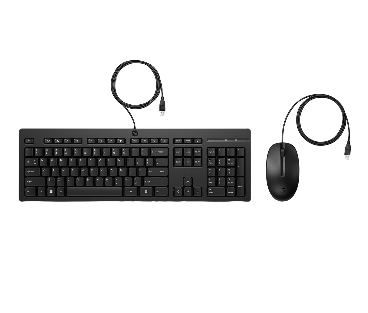 HP Combinación de mouse y teclado con cable 225, Tamaño completo (100%), Alámbrico, USB