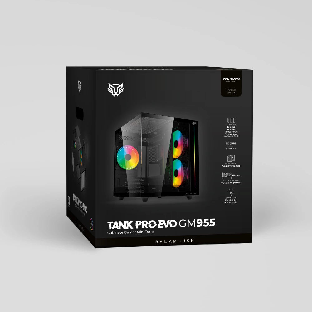 Gabinete Balam TankproGM955 Mini Torre MiniATX Cristal Negro, USB 3.0, 2 Ventiladores