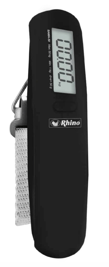 RHINO BAMA-50 báscula de equipaje 50 kg Electrónico, Negro, Pie, Gancho