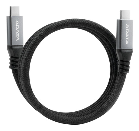 ADATA CABLE TIPO C A TIPO C 1M CUBIERTA DE NYLON, MAGNÉTIZADO 10GBPS 100W TRANNFIERE AUDIO Y VIDEO 4K UHD NEGRO