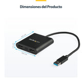 StarTech.com Adaptador USB 3.0 a HDMI Doble - 4K 30Hz adaptadores gráficos usb USB tipo A Macho 3.2 Gen 1 (3.1 Gen 1) Si