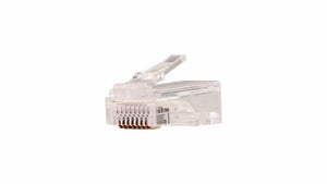 011-018/EZF-100, Plug RJ45 Cat5e modular de paso, para cable sólido, con chapa de oro, 100 piezas