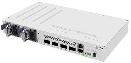 CRS504-4XQ-IN, Switch CPU 650MHz, 64MB RAM, 1 Eth 10/100, 4 QSFP28 100G, CA/CD y 802.3bt PoE-in, RouterOS