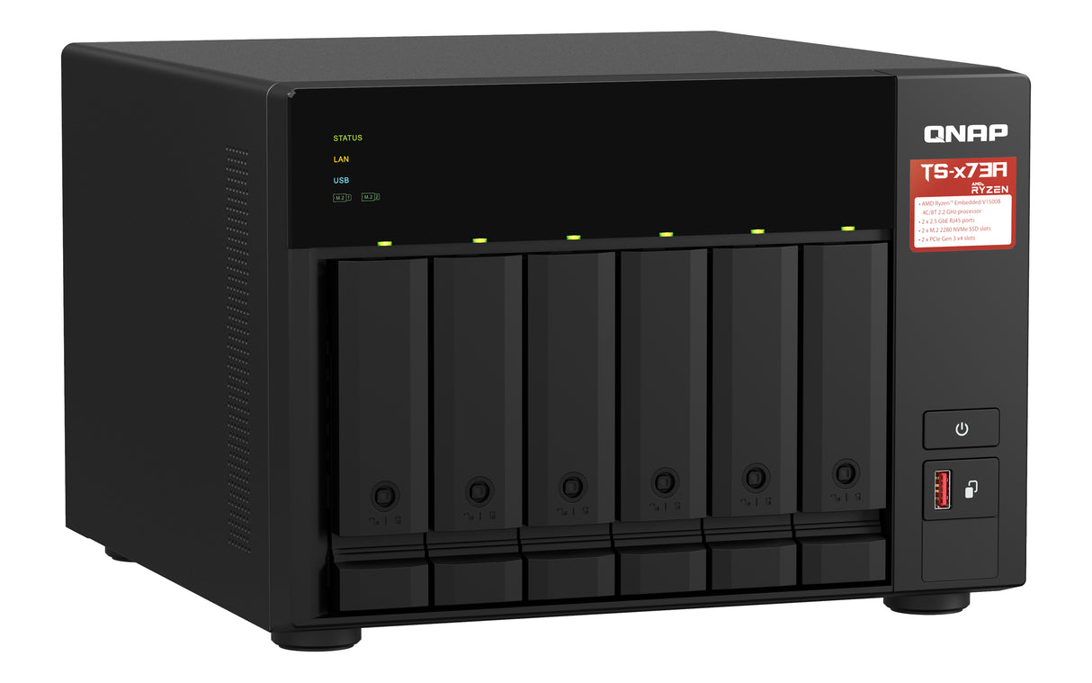 QNAP TS-673A Servidor 0 GB M.2, Serial ATA II, Serial ATA III 2.5,3.5,M.2 cm (2.5,3.5,M.2") 2