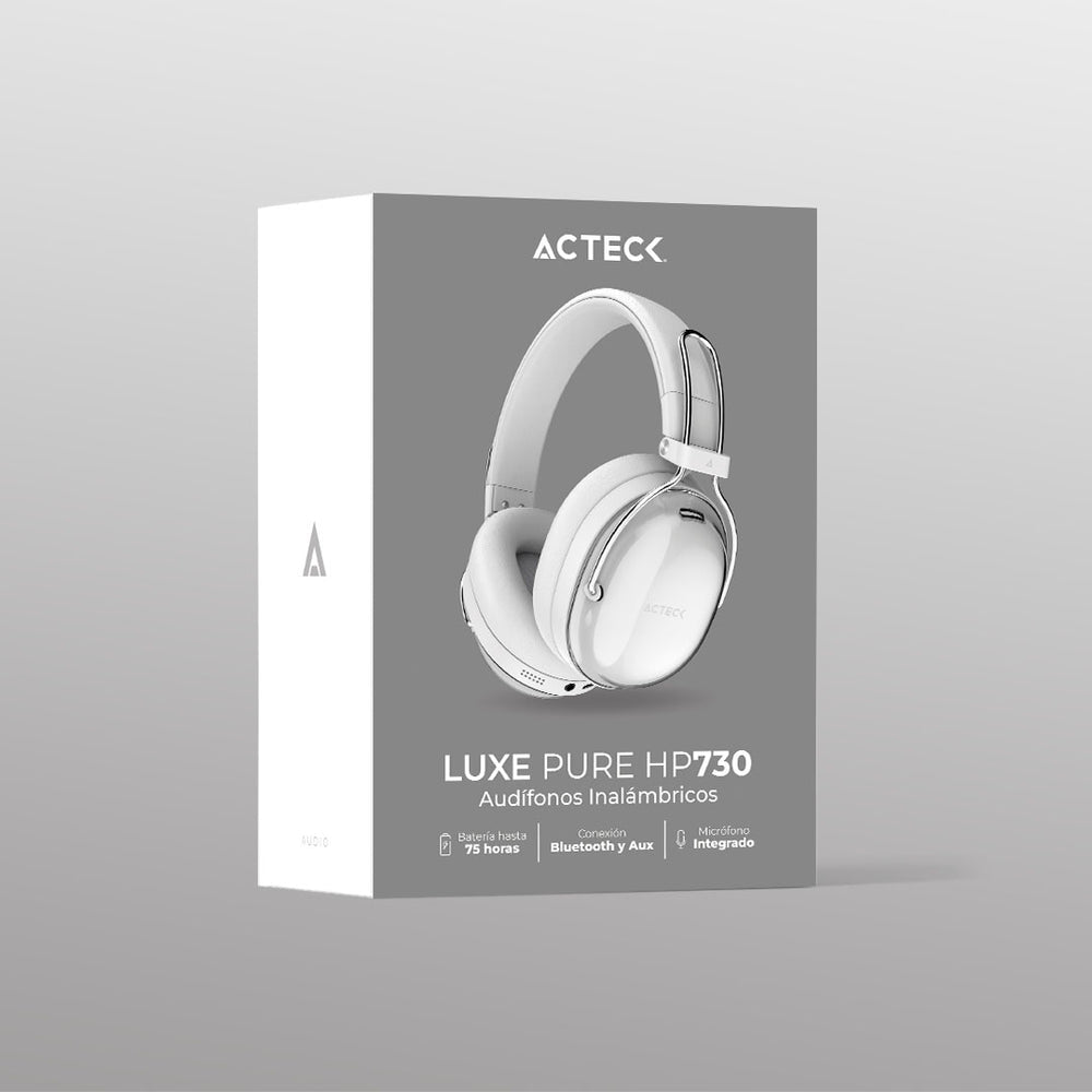 Acteck Luxe Pure HP730 Auriculares Inalámbrico y alámbrico Diadema Llamadas/Música Bluetooth Blanco, 20 - 20000 Hz, 235 
