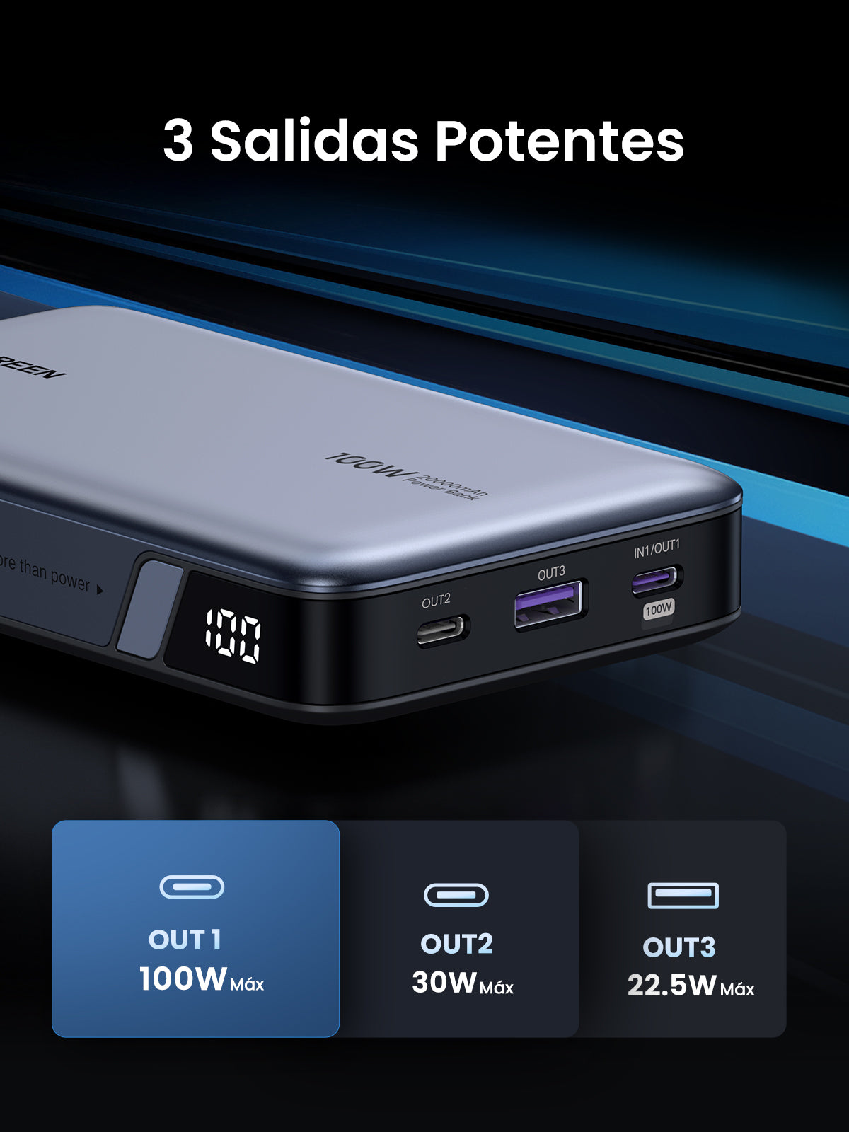 Ugreen 25188 batería externa 20000 mAh Gris