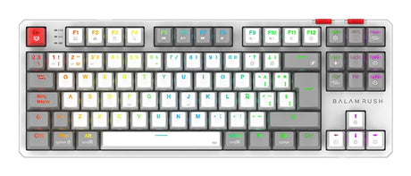 Balam Rush Level Pro GK990 teclado Juego RF inalámbrico + bluetooth QWERTY Español Gris, Blanco, Interruptor mecánico, L