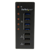 StarTech.com Hub Concentrador USB 3.0 (5Gbps) de 4 Puertos y 3 Puertos de Carga USB ( 2x 1A y 1x 2A) - Ladrón con Carcas
