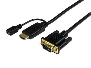Cable Convertidor Activo de HDMI a VGA, 1.8m, 1080p, Conector Dorado, Soporte Audio