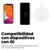Manhattan 406024 cargador de dispositivo móvil Auriculares, Smartphone, Reloj inteligente Blanco USB Cargador inalámbrico Carga rápida Interior