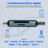 Vorago CR-350 lector de tarjeta USB 3.0 Type-A/Type-C Plata, MMC, MicroSD (TransFlash), SDHC