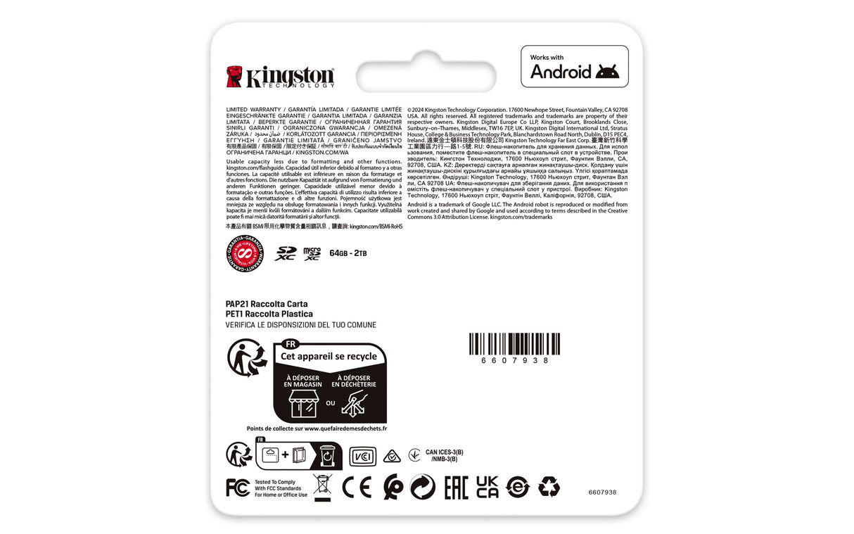 Kingston Technology Tarjeta microSDXC Canvas Go Plus Gen4 de 128 GB, 200 MB/s, A2 U3 V30 y adaptador Memoria Flash 128 GB MicroSD 200 MB/s 100 MB/s