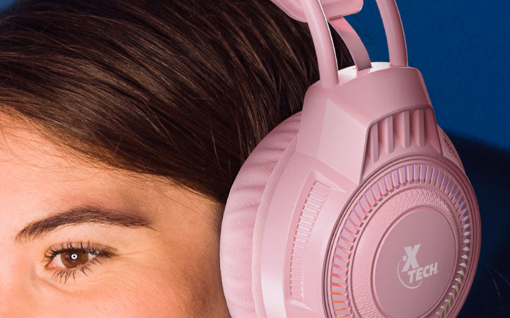 Xtech XTH-564 audífono y auriculare Auriculares Alámbrico Diadema Juego Rosa, 20 - 20000 Hz, 298 g
