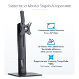 StarTech.com Soporte para un Monitor - Base para Monitor con Ajuste de Altura - para Monitores VESA de hasta 32" (7kg) - Soporte Ergonómico para Escritorio - con Inclinación/Giro/Rotación Monitor Negro