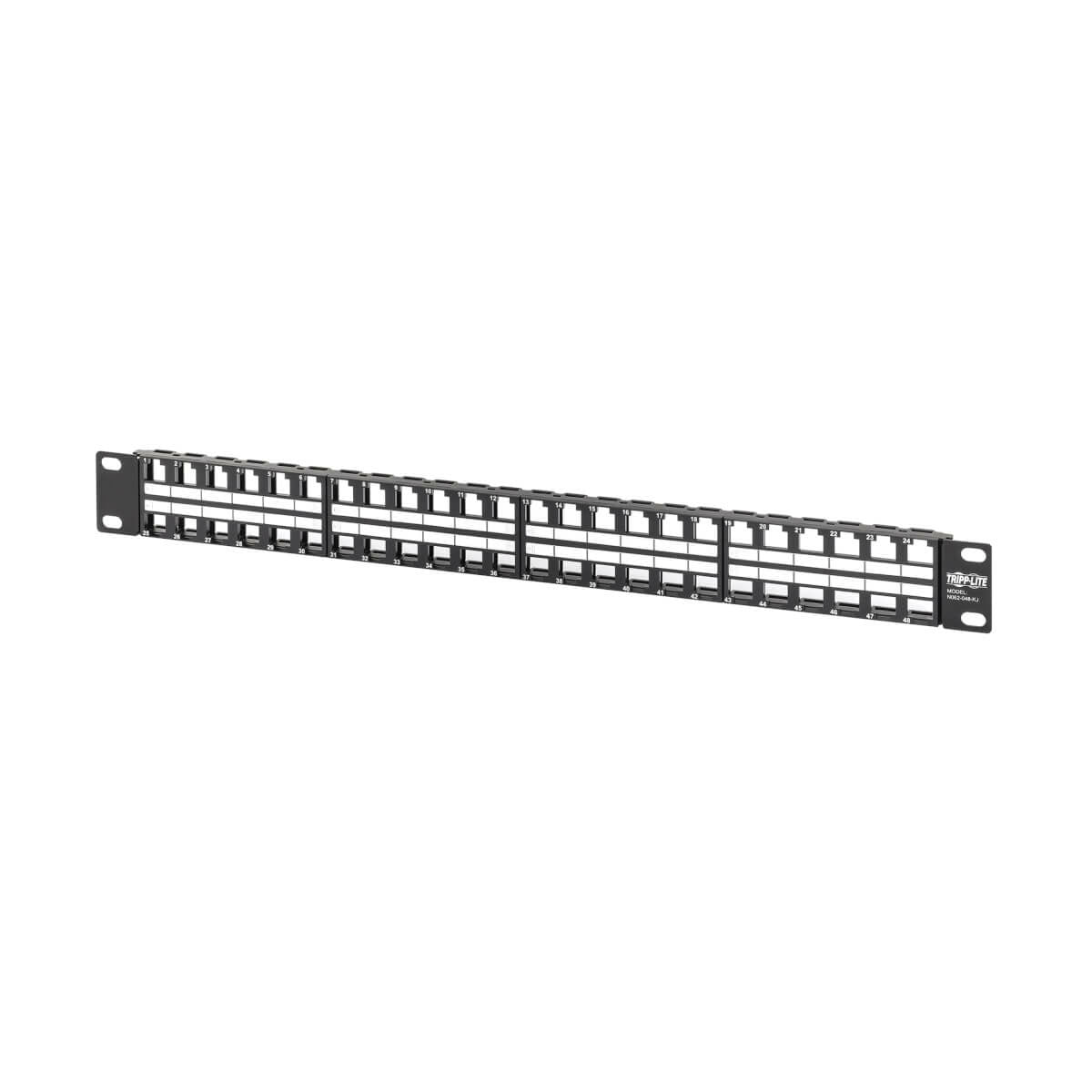 Tripp Lite N062-048-KJ Panel de Conexiones sin Blindaje RJ45 Keystone / Multimedia de 48 Puertos de 1U Para Instalación 