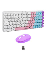 Kit Teclado y Mouse Techzone Gradient con Blanco-Rosa-Azul y Morado conexión inalambrica con 85 teclas y Mouse con 4 Bot