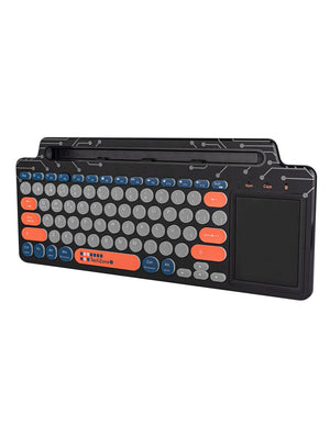 Teclado Techzone Cyber Negro c/ Naranja y Azul conexión inalámbrica dual c/TouchPad Bluetooth