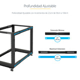 StarTech.com Rack 25U Móvil de Marco Abierto de 4 Columnas para Servidores - Rack de Cuatro Columnas 19 Pulgadas para Eq