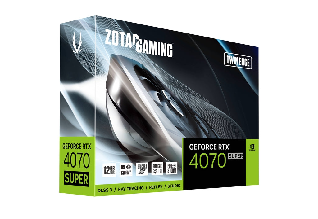 Zotac ZT-D40720E-10M tarjeta gráfica NVIDIA GeForce RTX 4070 SUPER 12 GB GDDR6X, 192 Bit, 7680 x 4320 Pixeles, PCI Expre