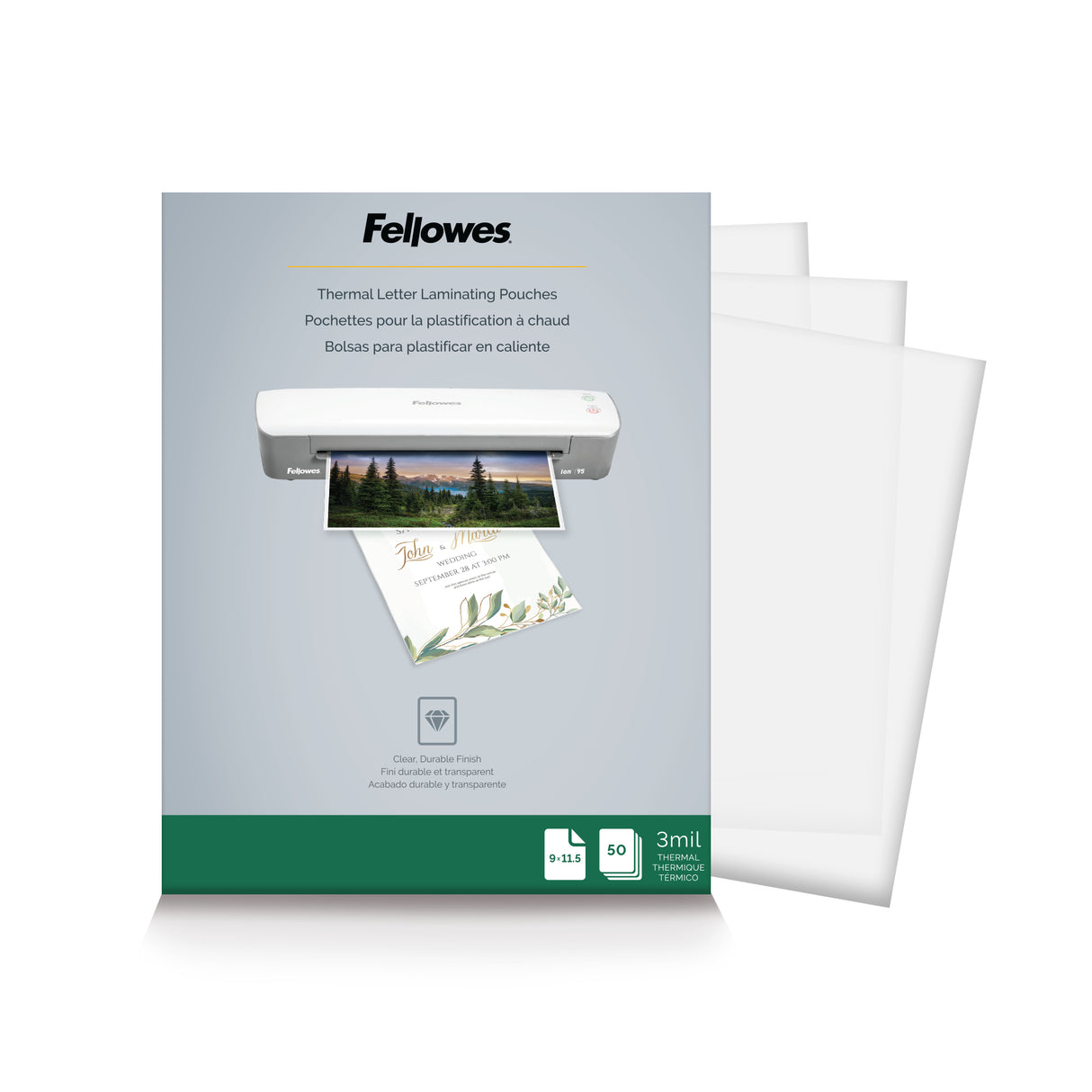 Fellowes 5744301 plastificadores Transparente Letter Térmico 0,0762 mm