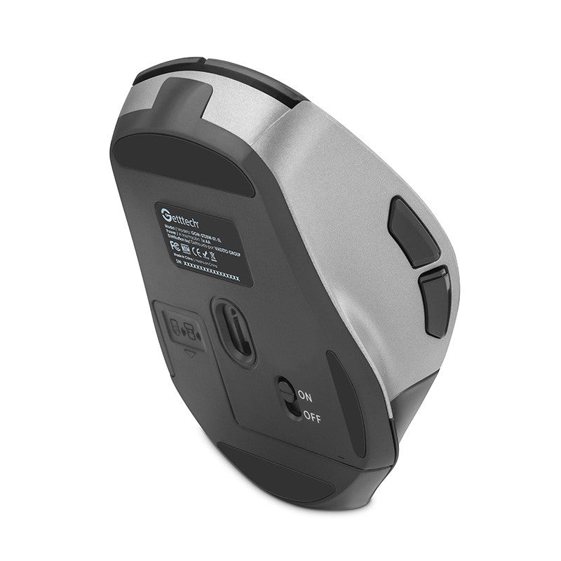 Getttech GGM-STDBW-01-SL ratón Oficina Diestro RF inalámbrico + bluetooth 7200 DPI, Negro, Plata