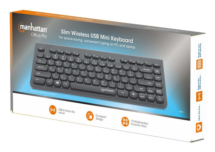 TECLADO MANHATTAN MODELO CHOCOLATE INALAMBRICO 2.4G COLOR NEGRO