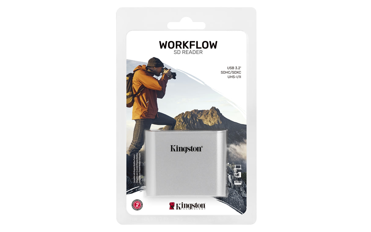 Kingston Technology Lector de tarjetas SDHC/SDXC UHS-II de doble ranura para flujo de trabajo USB 3.2 Gen 1 lector de tarjetas SD, SDHC, SDXC 2 Negro, Plata USB 3.2 Gen 1 (3.1 Gen 1) Type-C