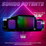 BOCINAS START THE GAME SPK-255 2.1 USB/3.5MM 3W*2 + 10W SUBWOOFER RGB