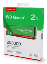 WD SSD Interno Green SN3000 2TB M.2 2280 NVMe PCIe Gen4, 5000 MB/s Lectura, 4200 MB/s Escritura