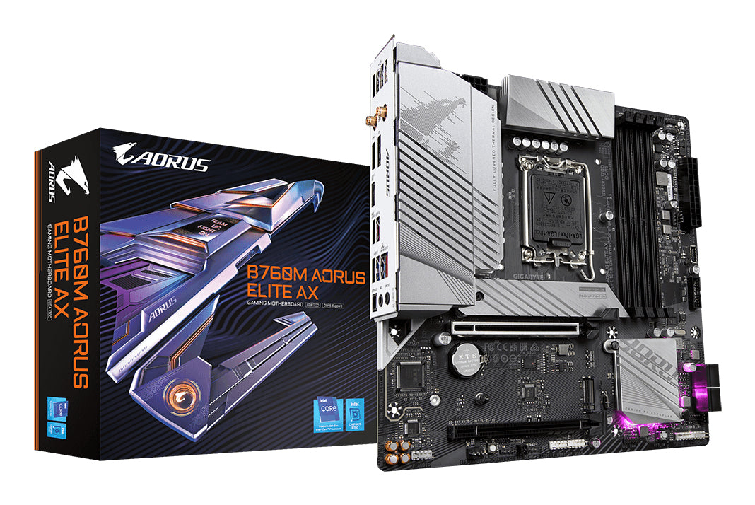 GIGABYTE B760M AORUS ELITE AX Placa Base - Compatible con procesadores Intel Core de 14ª generación, VRM digital de 12*+
