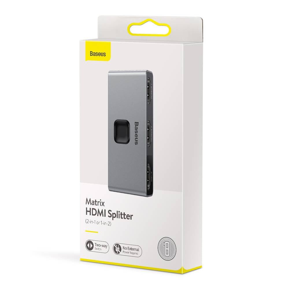 Baseus CAHUB-BC0G divisor de vídeo HDMI 3x HDMI, 3840 x 2160 Pixeles, Negro, Gris