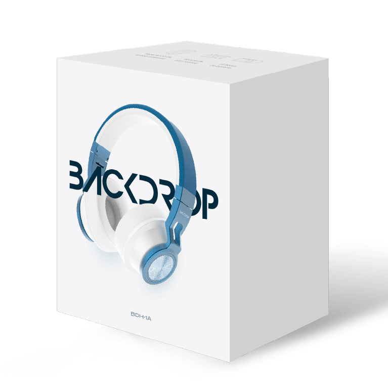BACKDROP BDH-1A audífono y auriculare Auriculares Inalámbrico Diadema Llamadas/Música USB Tipo C Bluetooth Azul, Blanco
