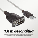 Manhattan Convertidor de USB a Puerto Serial Cable Negro 1,8 m USB Serial/COM/RS232/DB9