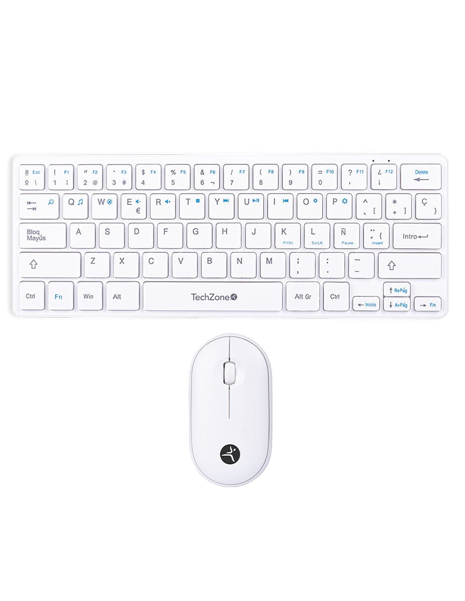 TechZone TZACCBI04 teclado Ratón incluido Hogar RF inalámbrico QWERTY Blanco, Mini