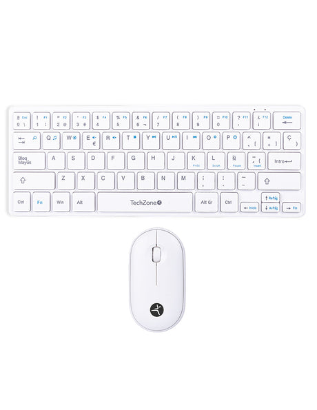 TechZone TZACCBI04 teclado Ratón incluido Hogar RF inalámbrico QWERTY Blanco, Mini