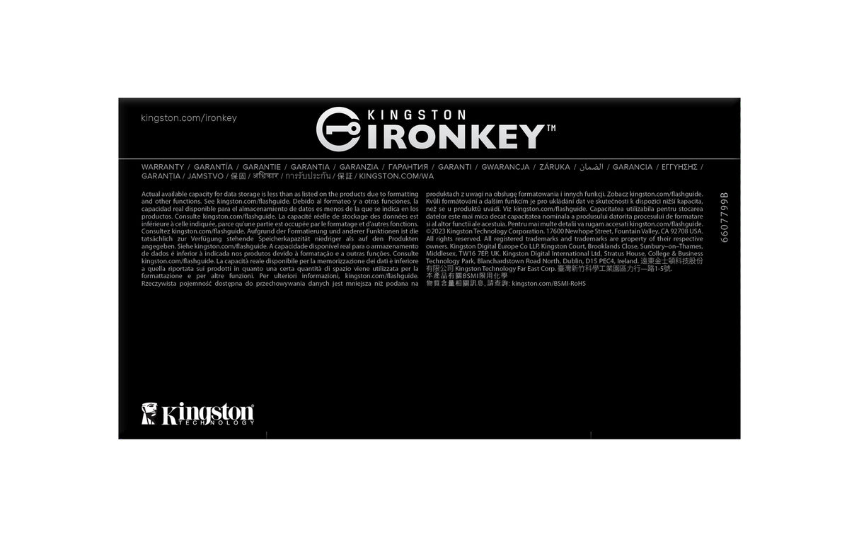 Kingston Technology IronKey D500S unidad flash USB 8 GB USB tipo A 3.2 Gen 1 (3.1 Gen 1) Negro, 260 MB/s, Tapa