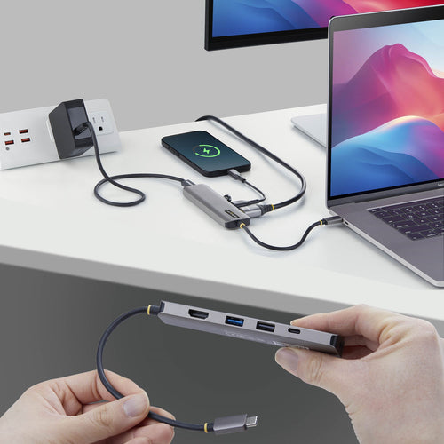 StarTech.com Mini Dock USB-C A HDMI - Adaptador Multipuertos Tipo C - PD de 140W - 4K 60Hz - Hub USB 10Gbps - Para MacBo