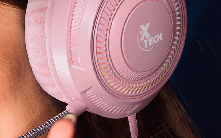 Xtech XTH-564 audífono y auriculare Auriculares Alámbrico Diadema Juego Rosa, 20 - 20000 Hz, 298 g