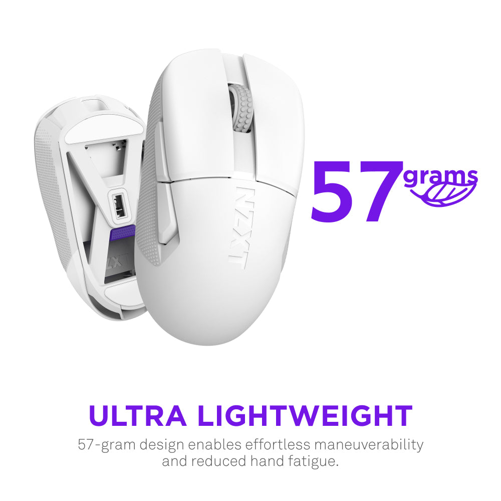 NZXT MS-101NW-02 ratón Juego Diestro RF inalámbrico Óptico 26000 DPI, Blanco