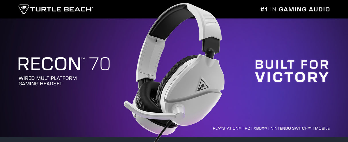 Turtle Beach Recon 70 Blanco PlayStation Auriculares Multiplataforma para Juegos PS5, PS4, Xbox Series X|S, Xbox One, PC