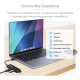 StarTech.com Hub USB-C de 4 Puertos - Ladrón USB Tipo C a 4 Puertos USB-A - Alimentado por el Bus - USB 3.0 de 5Gbps - H