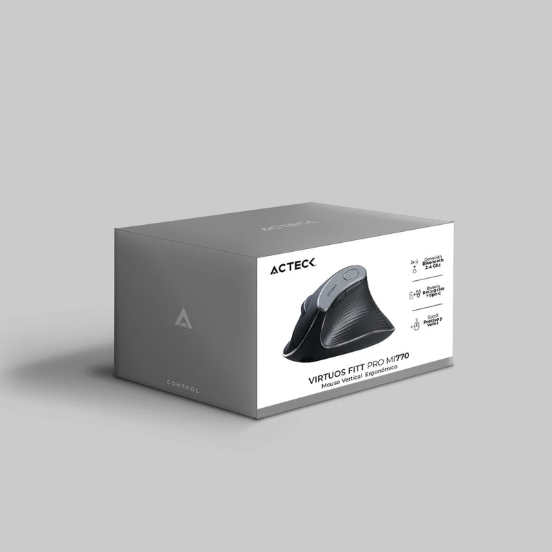 Acteck Virtuos Fitt Pro MI770 ratón Oficina mano derecha RF Wireless + Bluetooth Óptico 2400 DPI