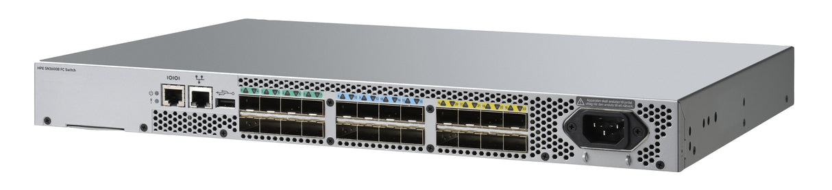 HPE SN3600B 32Gb 24/8 8-port 16Gb Short Wave SFP+ Fibre Channel Switch, Gestionado, Montaje en rack