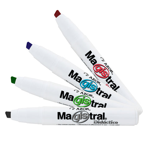 Marcador Magistral Didáctico Pizarrón Blanco Colores Surtidos C/4 Pzas - 8354