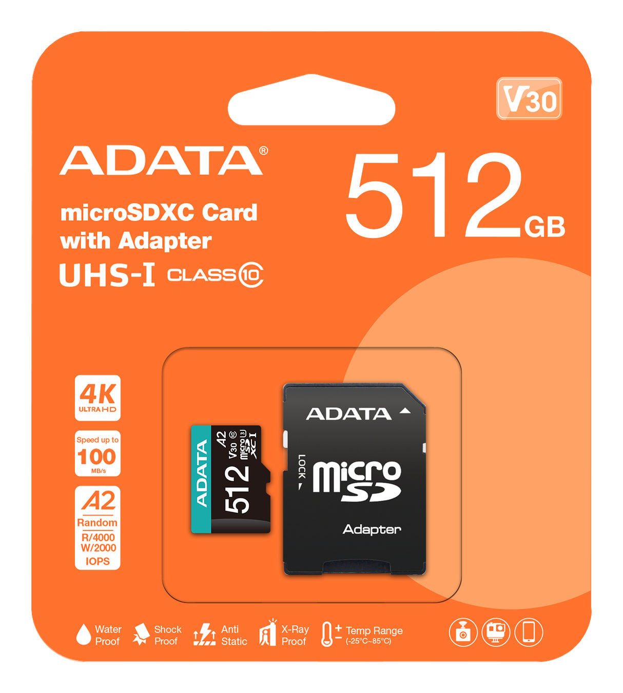 ADATA AUSDX512GUI3V30 Memoria Flash 512 GB MicroSDXC Class 1 (U1) Clase 10