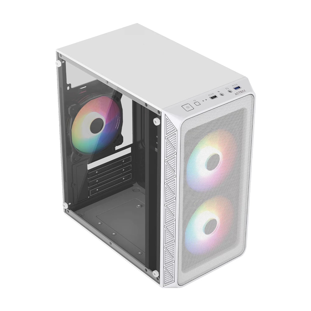 Acteck Doom Pro Mesh GI730M Mini Tower Blanco 600 W, Micro ATX, Mini-ITX, Metal