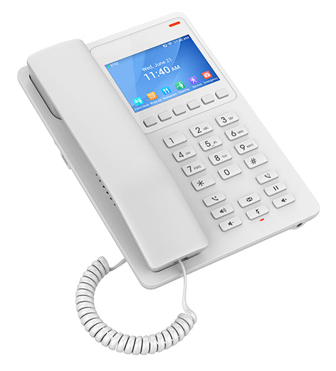 GHP630, Teléfono Hotelero IP Blanco, LCD Color 3.5", 2 SIP 2 líneas, GDMS, soporta PoE
