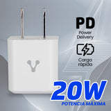 CARGADOR PARA PARED AU-250-V2 QUICK CHARGE 3.0A PD 20W TIPO C BLANCO