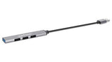 Manhattan Hub USB-A de 4 puertos, 4x USB-A (1x 5 Gbps USB 3.0 + 3x 480 Mbps USB 2.0), Alimentado por USB (no requiere alimentación externa), aluminio hubs de interfaz USB 3.2 Gen 1 (3.1 Gen 1) Type-A USB 2.0 3 1