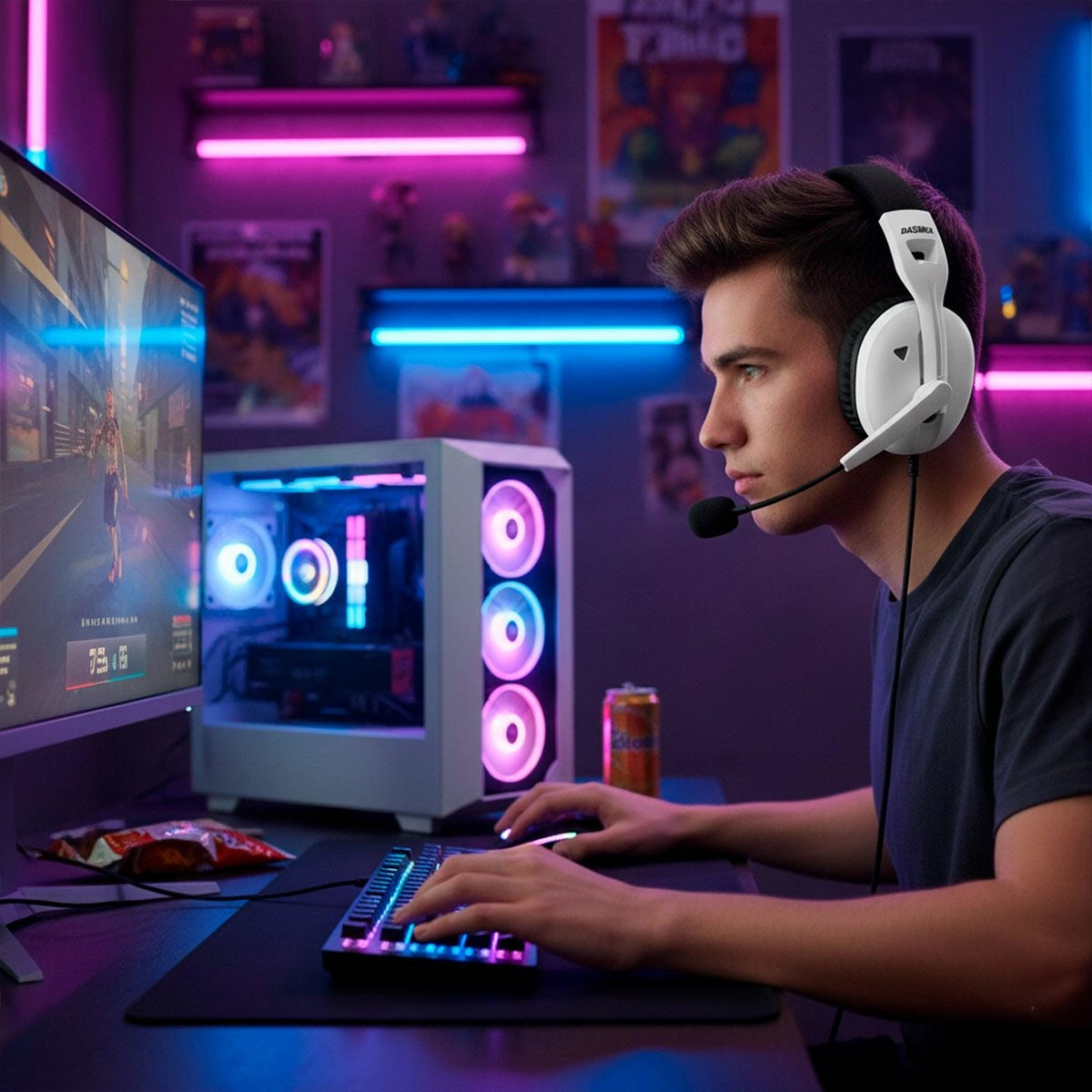 MITZU BASH-4204WH auricular y casco Auriculares Alámbrico Diadema Juego Blanco